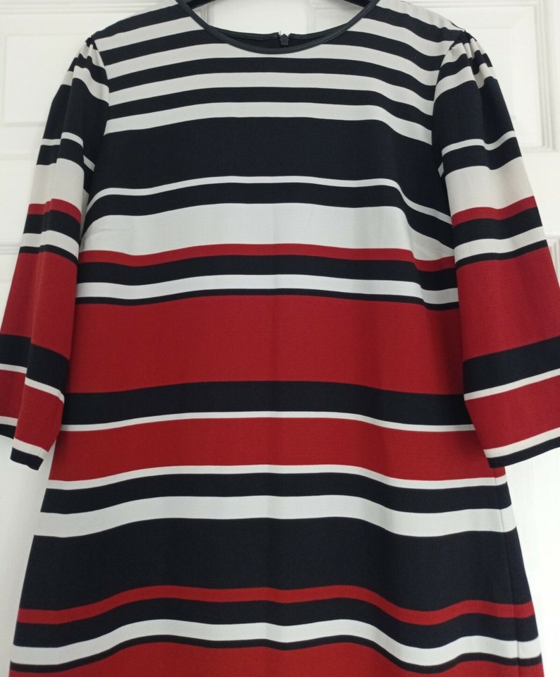 OASIS Black Cream Rust Colour Stripe Tunic Shift Dress Size 10 Good Condition eBay