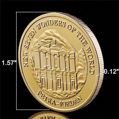 2007 Petra Jordan New Seven Wonders of The World Gold Plated Commemorative Coin - Picture 4 of 8