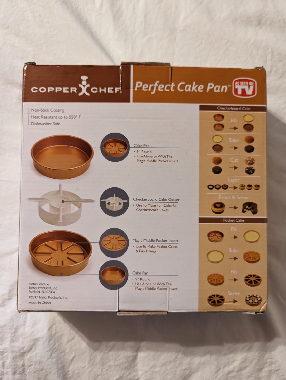 Copper Chef Perfect Cake Pan 9" Round Checkerboard/Pocket Cake 3 Piece