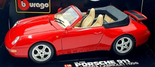Burago Scala 1/18 Diecast 3090 - Porsche 911 Carrera Cabriolet - Rosso - Foto 3 di 5