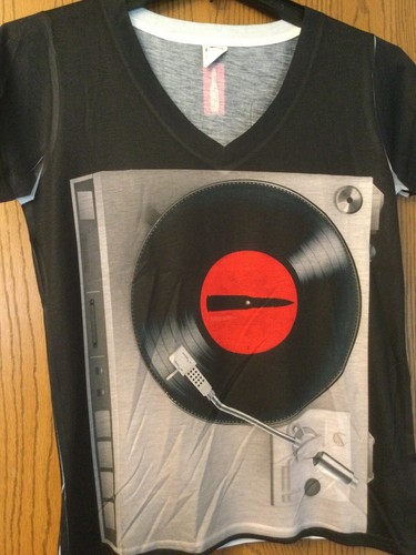 DJ Turntable - Black Shirt - Dye Sublimated -L