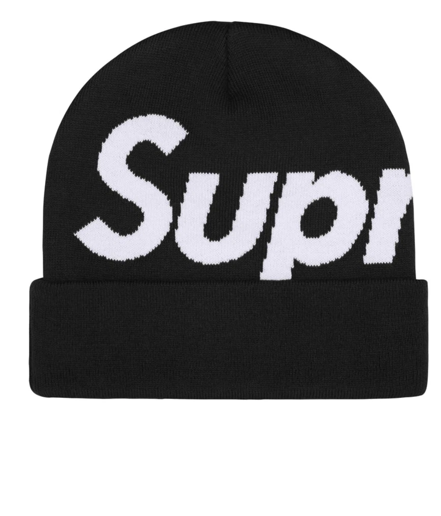 SUPREME BIG LOGO BEANIE noir FW24 DICKIES LOGO CACHEMIRE LAINE BOÎTE LOGO