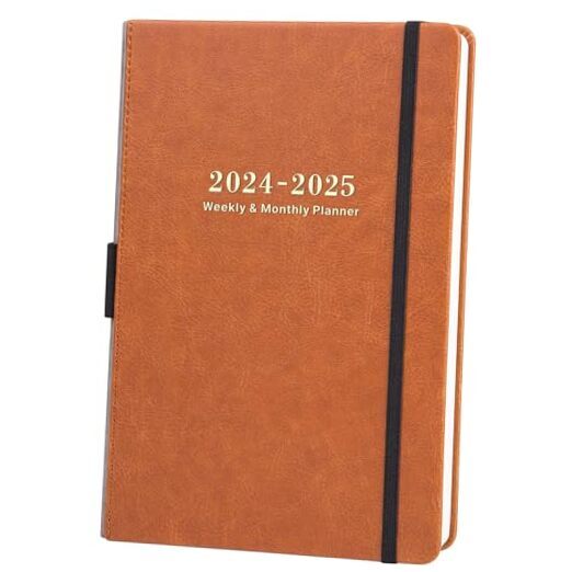 2024-2025 Planner - Planner 2024-2025 Weekly and Monthly with Stickers, Brown