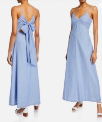 Club Monaco Odessya Striped Woven Jersey Tie Back Bow Dress NWT $229  Sz 2