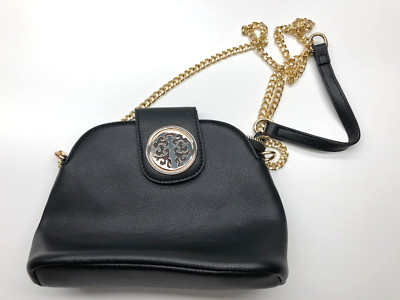 Deluxity Crossbody Bag Purse Black Womens Golden Chain Shoulder Strap Zip