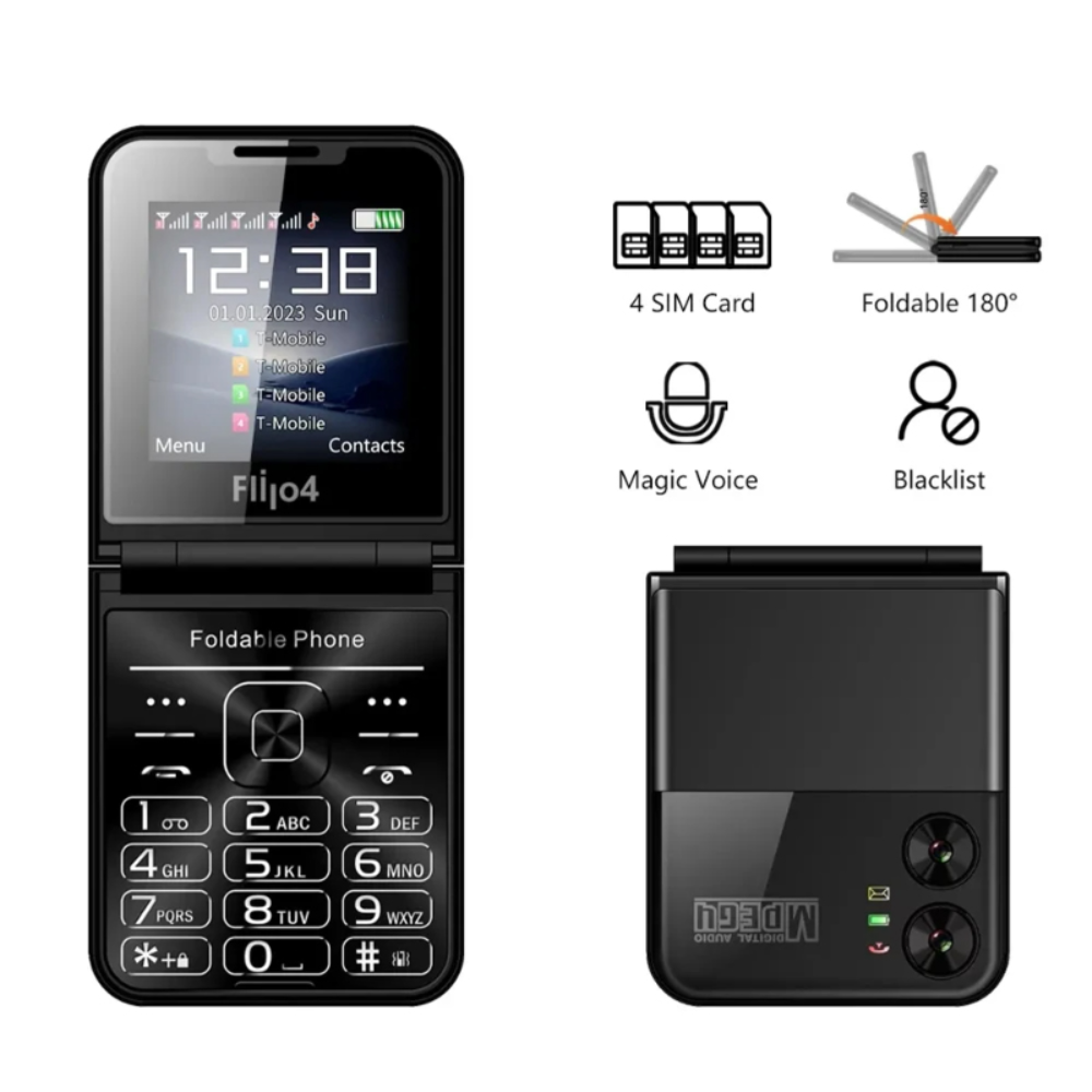 Unlocked SERVO SIM Card Foldable Mobile Cell Phones Dial Torch