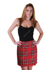 Ladies Tartan Pleated Wrap Over Button Kilt Skirt 18" Inches Skirts UK Size 8-18