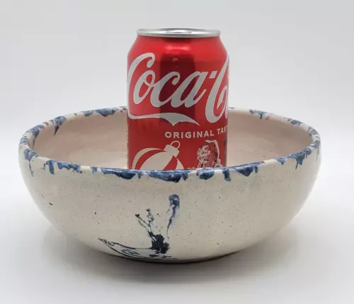 Vtg Bybee Pottery Blue Bird 7.5"Vegetable Serving Bowl/Sand/Spongeware/Ky Art BB