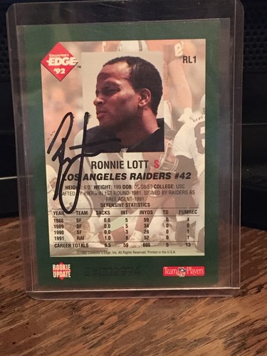 Ronnie Lott Autograph Card EBay