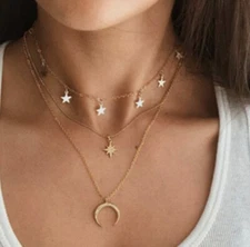 necklace Crescent moon and stars