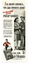 1943 Philip Morris Cigarettes Johnny Roventini WWII Buy War Bonds Vintage Ad 1