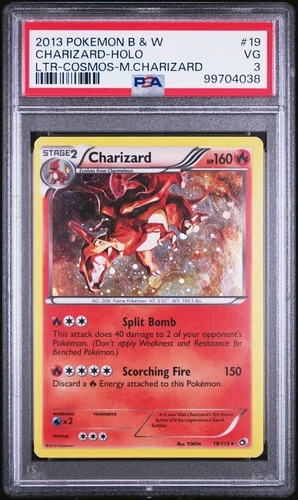 2013 POKEMON B&W LEGEND TREASURES COSMOS-MEGA CHARIZARD #19 CHARIZARD-HOLO PSA 3