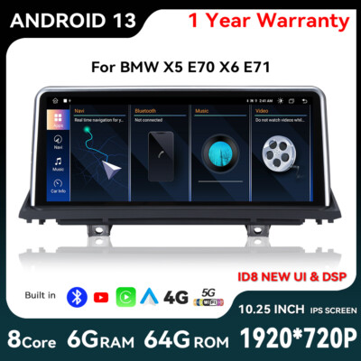 10,25'' IPS Android 14 Autoradio GPS Navi für BMW X5 E70 X6 E71 CCC AUX CarPlay