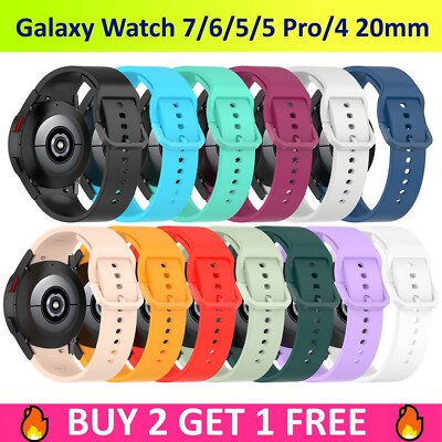 Samsung Galaxy Watch 7 6 5 4 3 Classic 40/44mm 42/46mm Silicone 20mm Sport Band