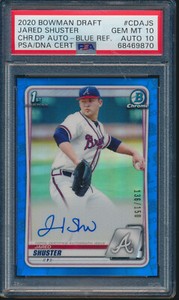 PSA 10 JARED SHUSTER AUTO 1st 2020 Bowman Chrome BLUE REFRACTOR/150 RC GEM MINT