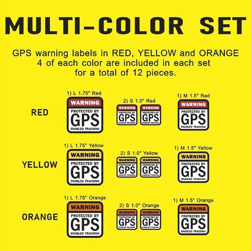 12 PACK GPS Tracking Warning INSIDE MOUNT Theft Deterrent Stickers High Quality - 第 5/8 張圖片