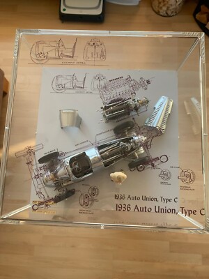 Auto Union Type C (CMC) - Technical Drawing Diorama with Figurine