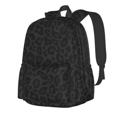 Leopard Black Texture Laptop Backpack For Men Women, Lightweight Daypack Book...
