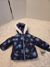 London Fog Puffer Jacket Toddler 18 Mos. Size, Deep Purple multi Ski Coat. NWT