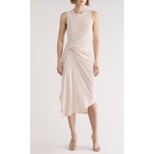 AllSaints Womens Twisted Knot Draped Midi Dress Size 4 Quiet Luxury Sustainable