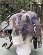USGI Helmet Scrim Handmade from M81 Woodland  BDU&rsquo;s    Repro &ldquo;Manchu Hair&rdquo;