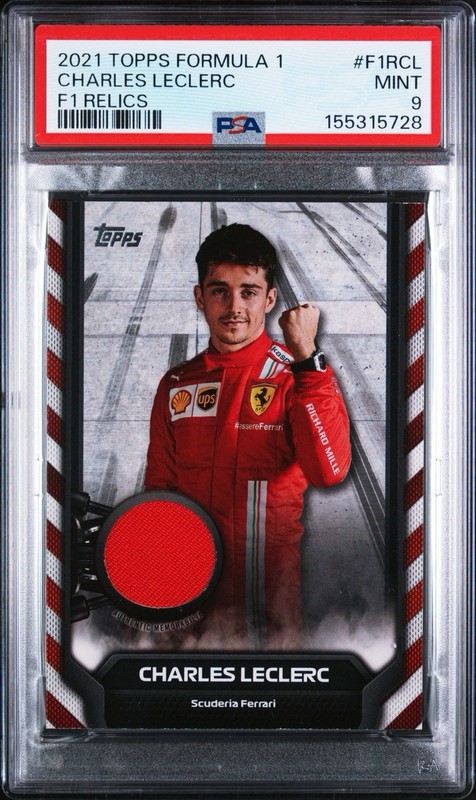 2021 TOPPS FORMULA 1 F1 RELICS #F1RCL CHARLES LECLERC F1 RELICS /199 PSA 9