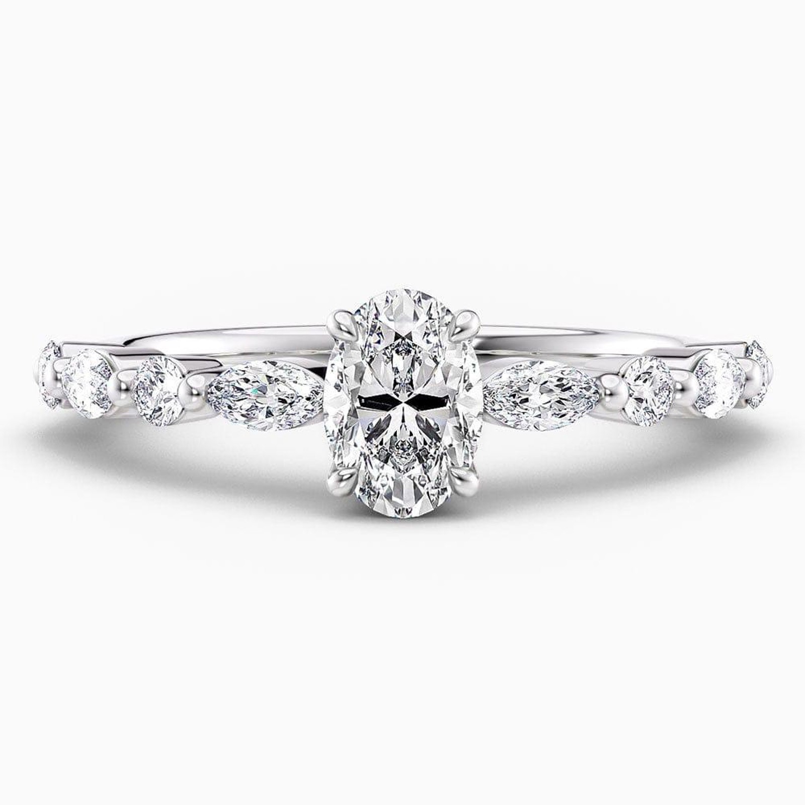 14K White Gold Wedding Ring IGI Oval Cut CVD 1.5 Ct Lab Grown E F VVS2 Diamond