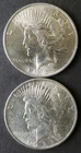 Two 1923 $1 Peace Silver Dollars