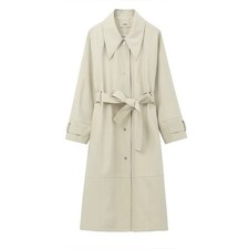 CAIRA Cream Oversized Pointed Collar Belted T...