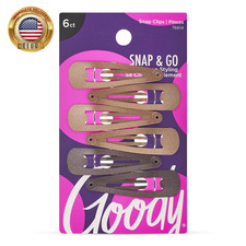 Snap Go Metal Contour Clips, 6 Count, Brunette, Snap Clips, Suitable for All H