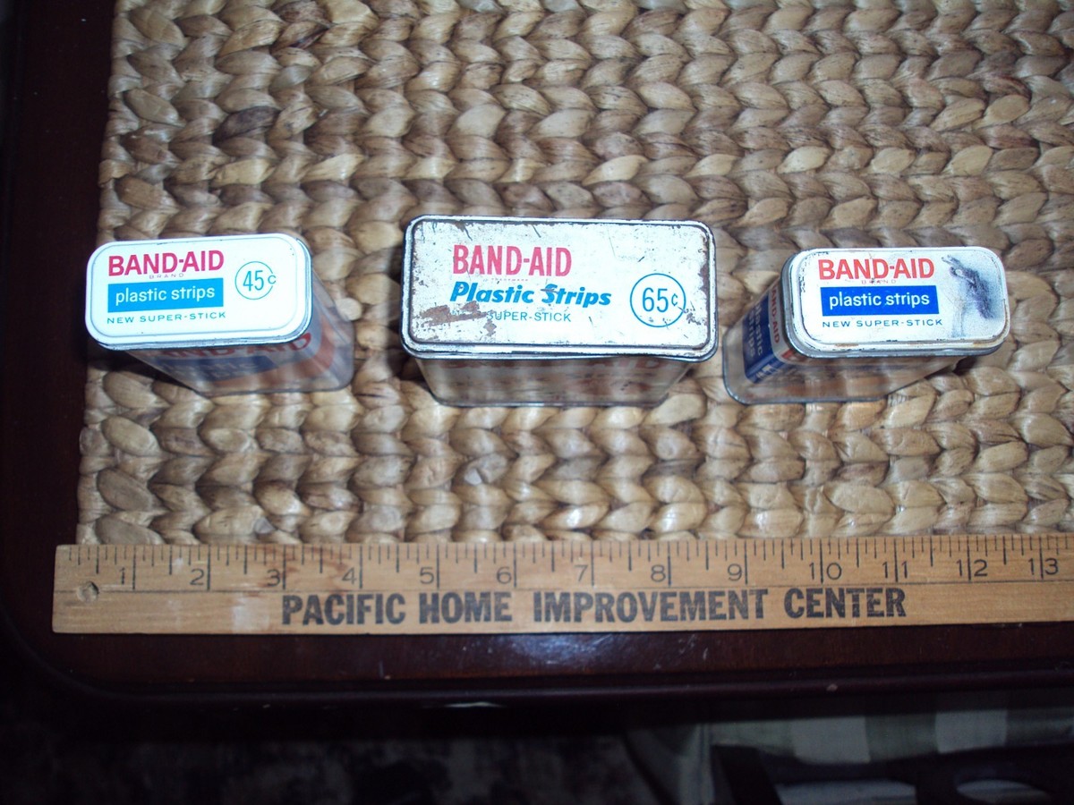 Vintage Band-Aid Bandages Metal Tin Containers Lot 3 Johnson and 