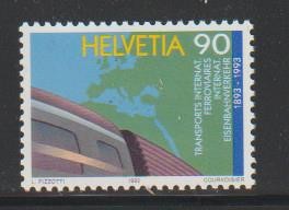 SWITZERLAND STAMPS 1992 CENTRAL OFFICE -INT'L RAILWAY TRANSPORT MNH - SWISS156 - Picture 1 of 1