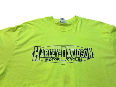 Vintage Harley Davidson Dallas Texas Shirt Neon Yellow Mens Size 