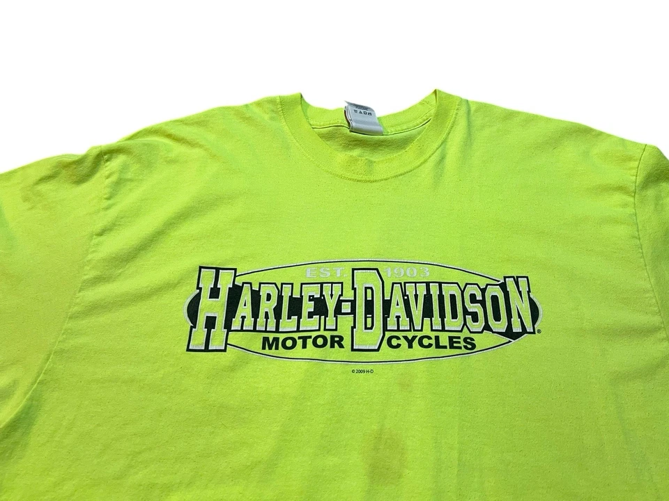 Camisa Harley Davidson Dallas Texas vintage verde lima  Foto 2 de 4