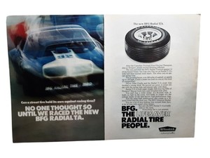1971 BFG Radial T/A Tire Ad 2-Page Vintage B.F. Goodrich Racing