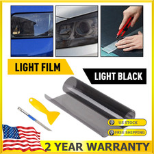 Fit For 12x72 Light Black Gloss Tint Film Lens Vinyl Wrap Headlight Taillight