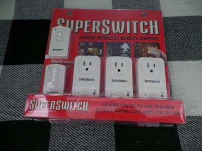 SuperSwitch Indoor Wireless Remote Control Outlet Kit 3 Receivers 2 Remotes NEW