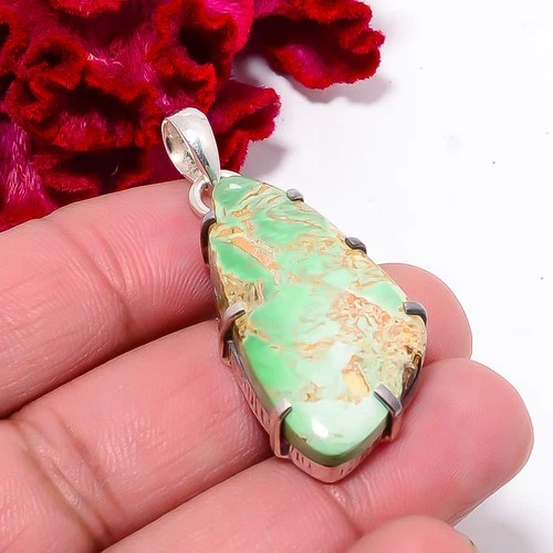 Variscite - Green Turquoise Gemstone 925 Sterling Silver Pendant 1.76 P99356