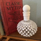 Vintage Fenton Hobnail Milk Glass Decanter w  Stopper 6.5"