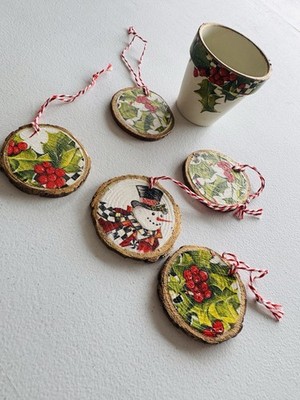 Handmade with Mackenzie Childs Decor Christmas ornaments + Small Flower Pot NEW