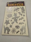 Vintage Pack Of Stickers Halloween Silver Holographic Shiny Cat Bat Witch A41