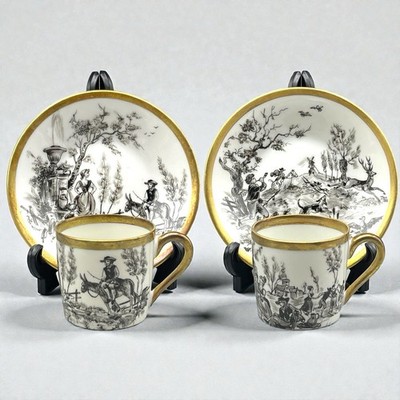 Vintage Artibus Portugal Hand Painted Demitasse Cup And Saucer Hunt Scene