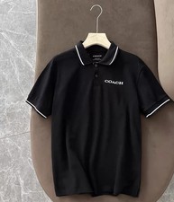 NWT COACH Men's Signature Black  NAVY DARK BLUE POLO T Shirt