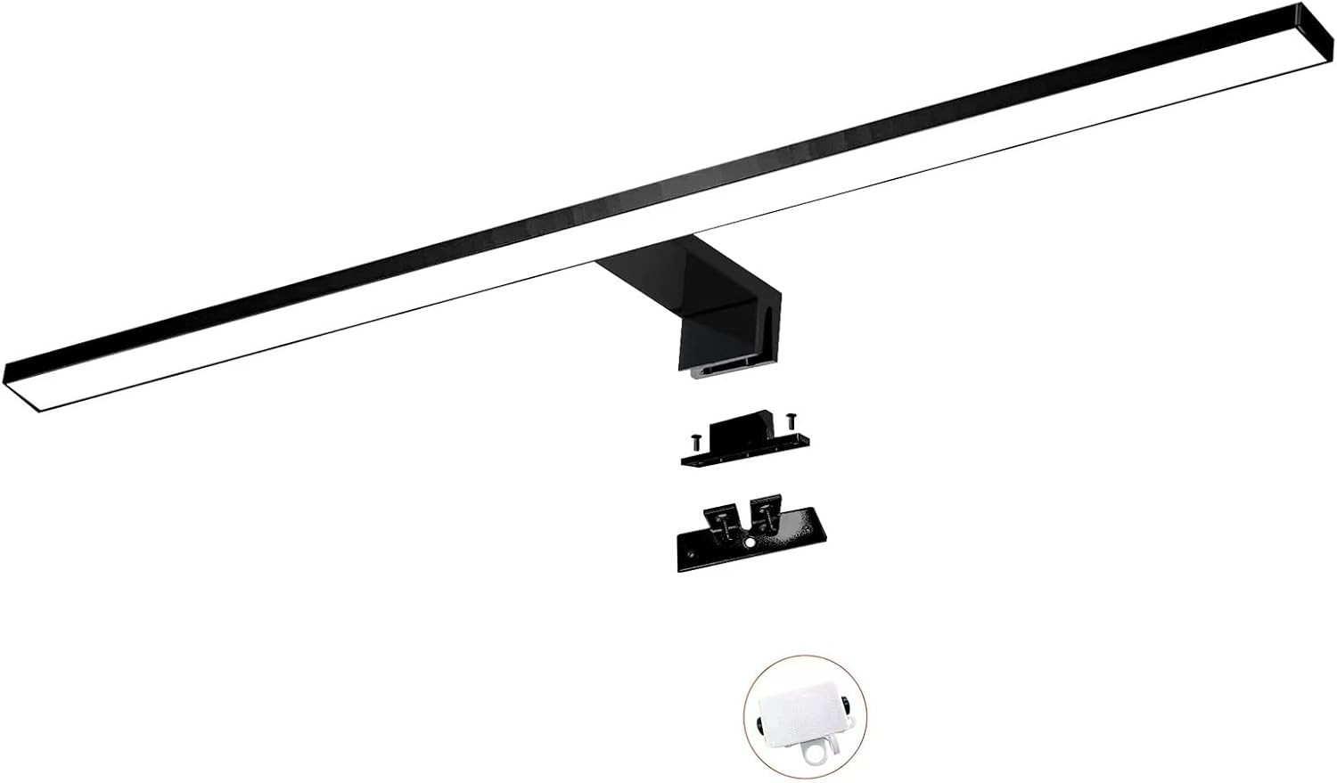 Luce Specchio Bagno LED 60cm Nero Opaco 13W 3000K | Lampada Vanità 1430Lm