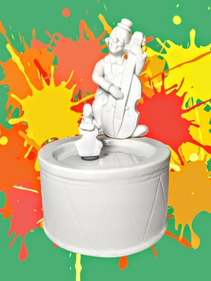 #ad DELCO Violin Clown Music Box Dancing Dog Plays SEND IN THE CLOWNS Paintable $23.99
