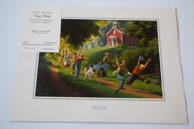 Vintage Paul Detlefsen School's Out 16x12 Print Brown & Bigelow