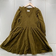 Madewell Lucie V Neck Smocked Mini Dress Womens Medium Cottagecore Ruffle Green