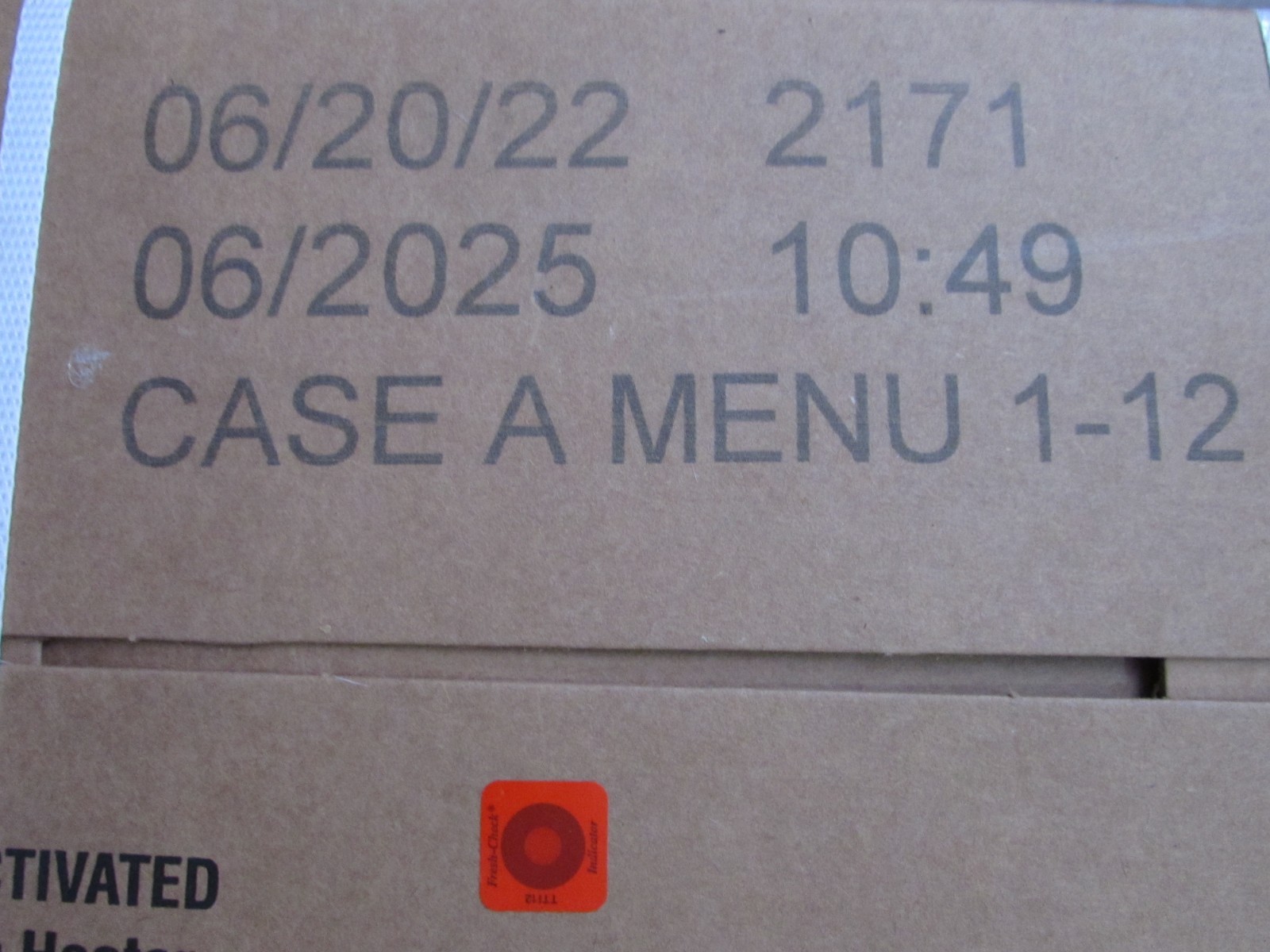 MRE sopakco Ready To Eat - Case of 12 Meals A MENU Case. Inspection 06/2025