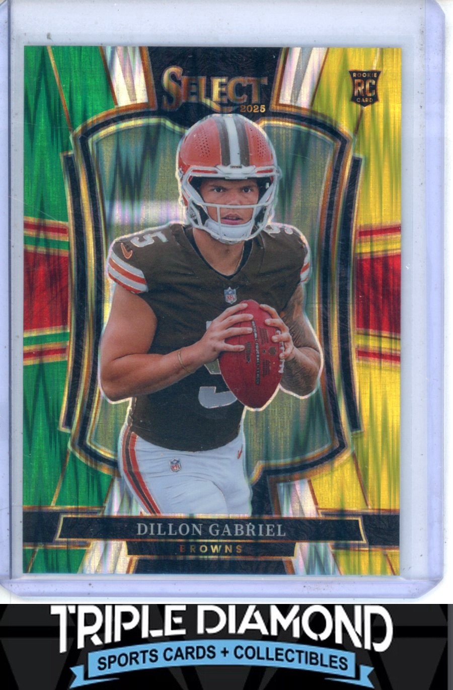 2025 Panini Select Dillon Gabriel Rookie Premier Level Green & Yellow Shock V461