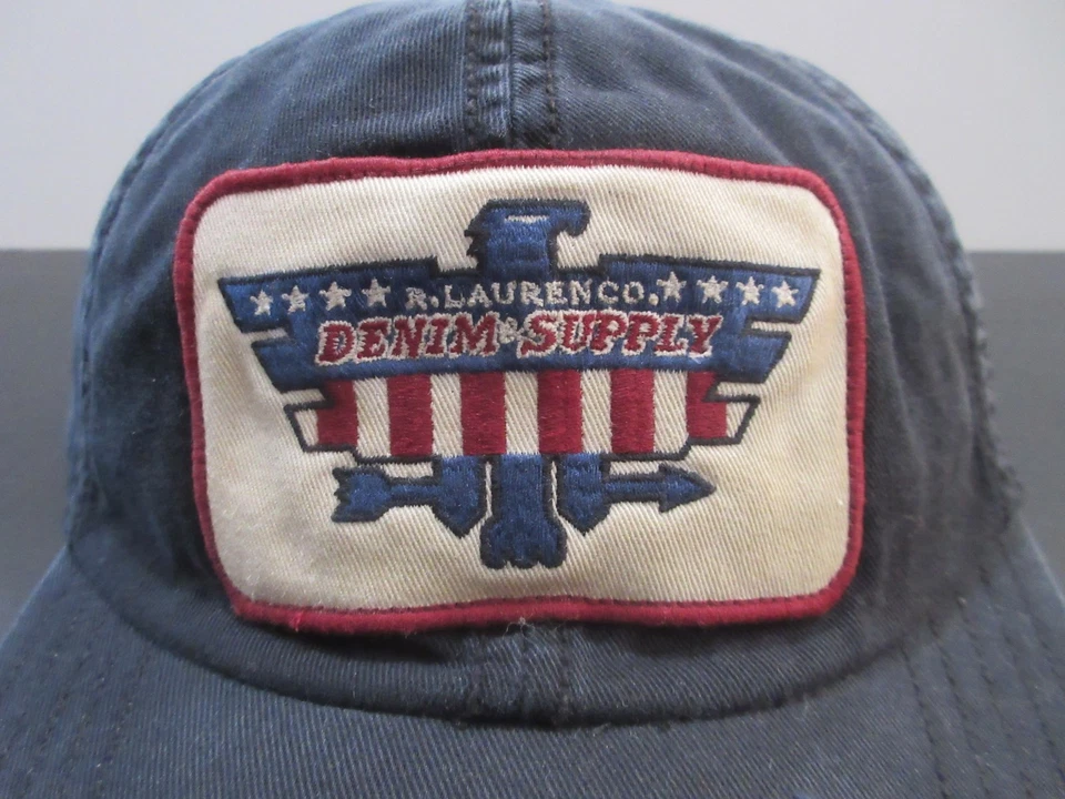 Ralph Lauren Polo Sombrero Gorra Correa Trasera Negro Denim y Suministro Águila Ajustable Para Hombres Foto 2 de 4